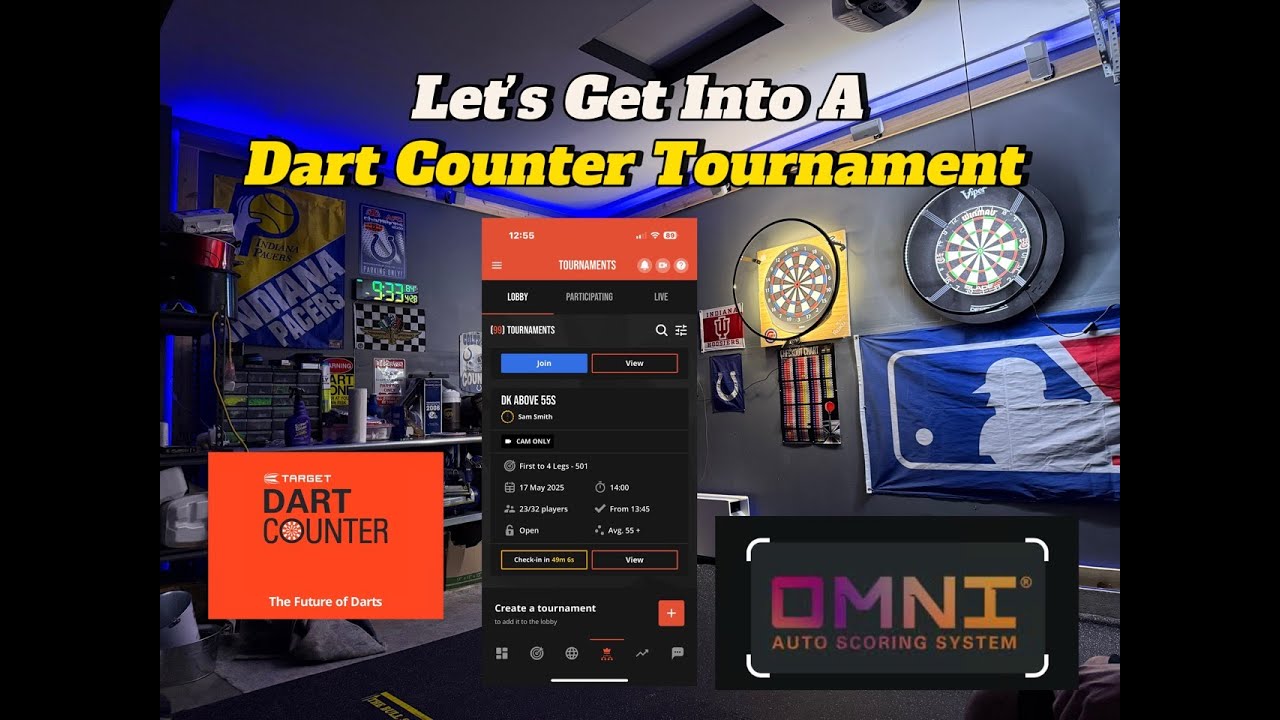 Dart Counter Tourney DK Above 55's On Garage Darts on Target Omni Auto Scoring System Dan 75 Avg