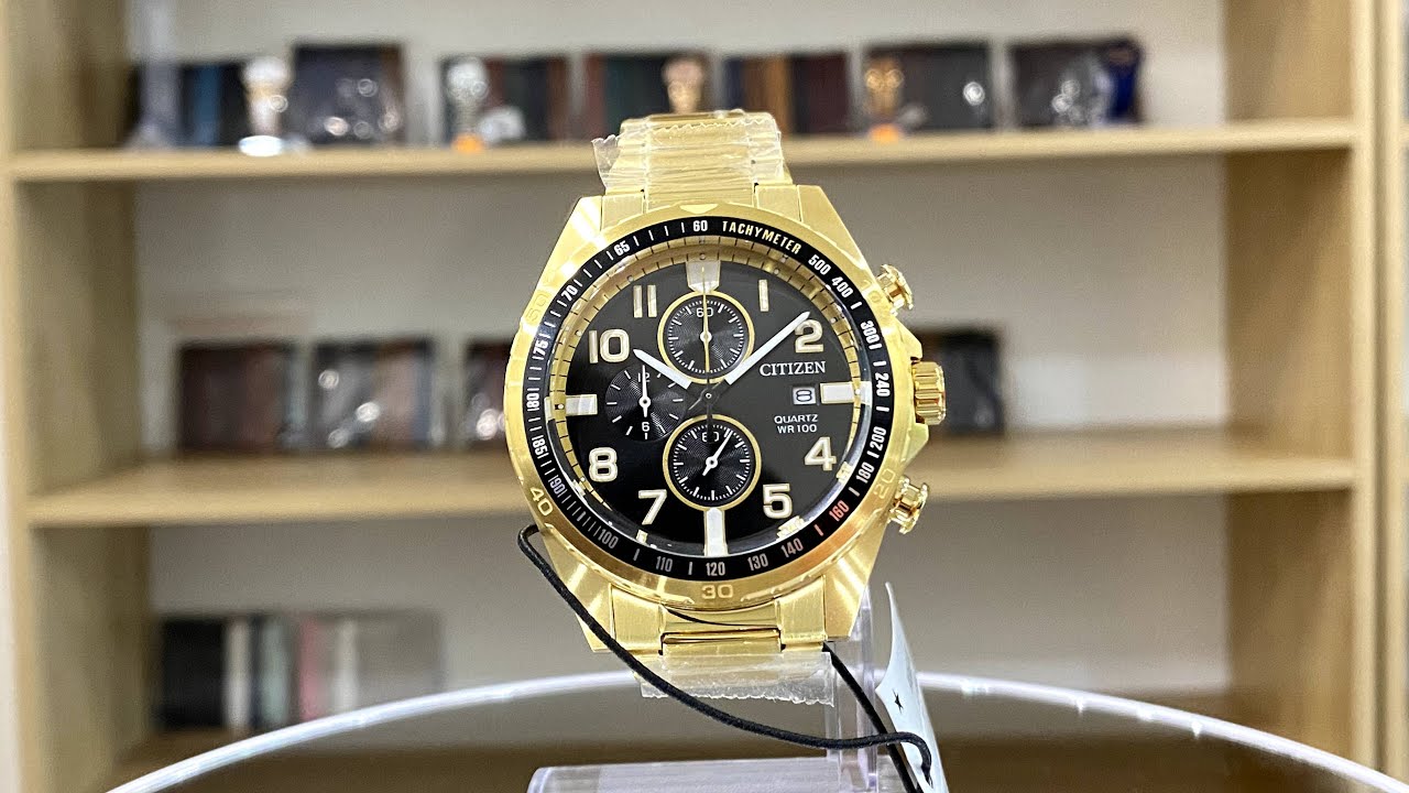 Xship.vn: Highlights | Citizen Gold Tone Black Dial Chronograph