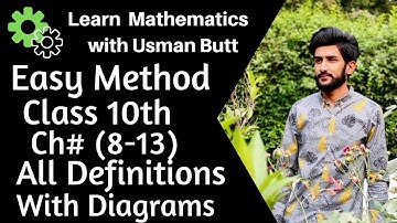 Class 10th Mathematics Chapter 8 to 13 | Definitions & Diagrams | Class 10th Maths All Definitions
