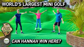 Can Hannah WIN here? World’s Largest Mini Golf ⛳️ Hole!  #minigolf