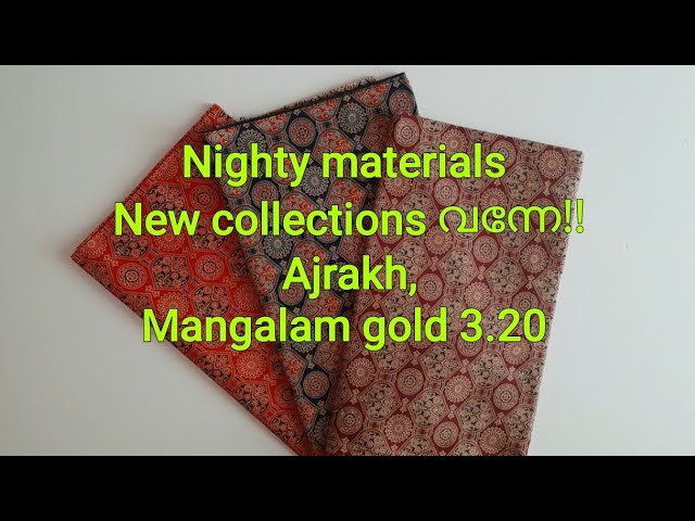 Nighty materials Ajrakh, Mangalam gold Oppam Stitchings class=