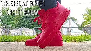 Triple Red Air Force 1 On Feet Review