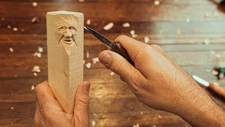 KNIFE ONLY || Woodcarving Face with Just a Knife Only