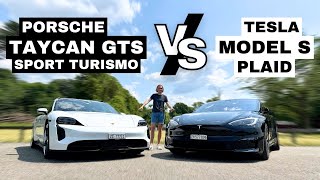 Porsche Taycan GTS Sport Turismo vs. Tesla Model S Plaid: le duel !