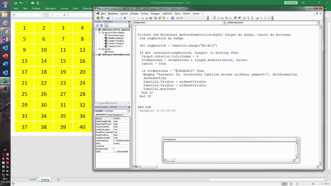 082. Excel-VBA: Ein eigenes Zugangs-System in Excel programmieren - YouTube