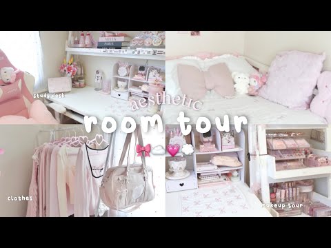 my room tour 🎀 aesthetic pinterest vibes, makeup, skincare & cute clothes thumbnail