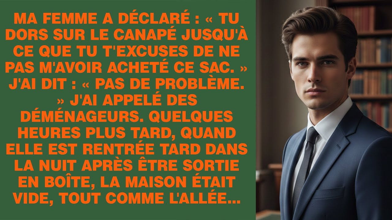 Julie, ma femme, a posé ses mains sur ses hanches et m’a lancé : « Tu dors sur le canapé jusqu’à ce que tu t’excuses de ne pas m’avoir acheté ce sac. » J’ai haussé les épaules. « Pas de souci. »...