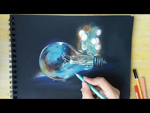 Learn to Paint a Lightbulb on Black Watercolor Paper – Watercolor Minis