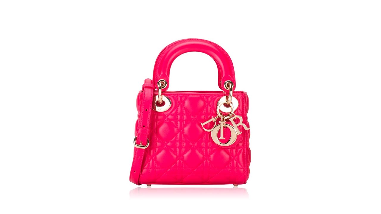 CHRISTIAN DIOR Lambskin Cannage Mini Lady Dior Hot Pink 101688