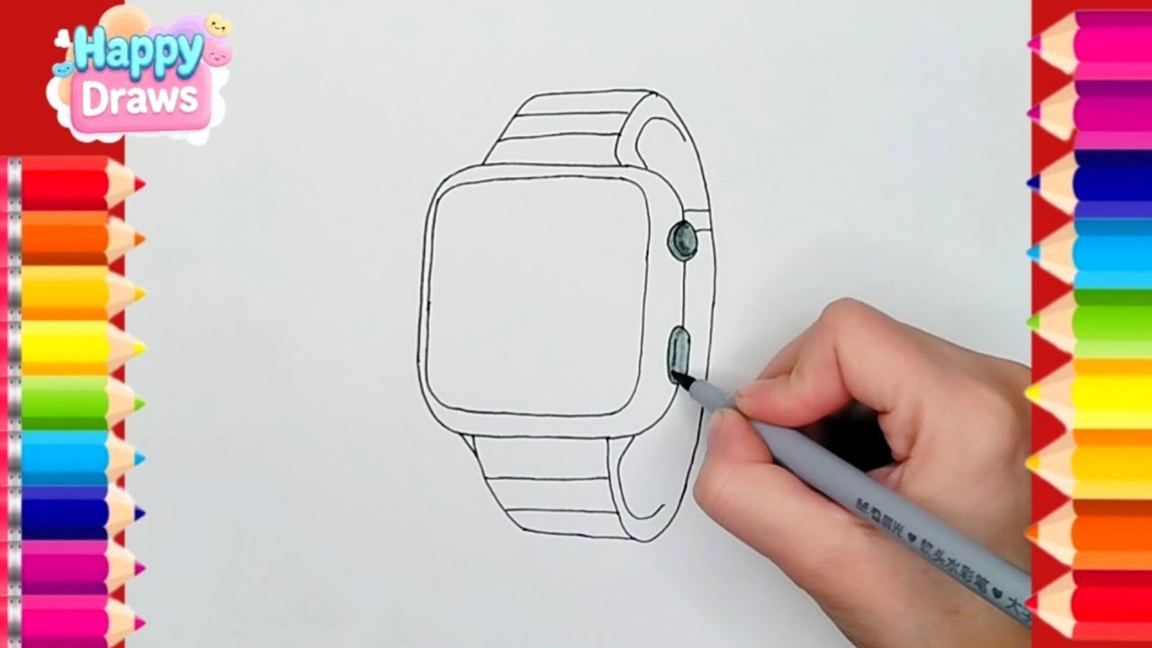 Let's Draw a Smart Watch | Easy Smart Watch Drawing & Coloring Fun for Kids & Beginners
