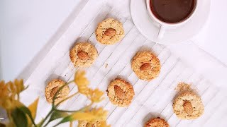 Almond cookies كوكيز بمكونين فقط محسوب السعرات الحرارية. ومن أفضل الحلويات لمرضى السكري