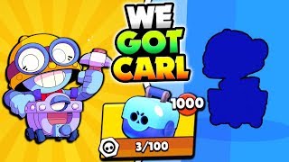 WE GOT CARL! GEMMING NEW BRAWLER CARL IN BRAWL STARS! MEGA BOX CARL OPENING!!