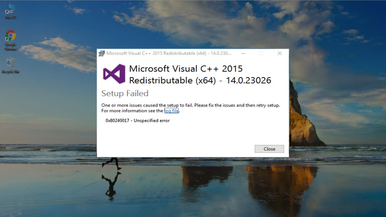 วิธีแก้ไขข้อผิดพลาด Microsoft Visual C ++ 2015 Redistributable Setup ล้มเหลว 0x80240017