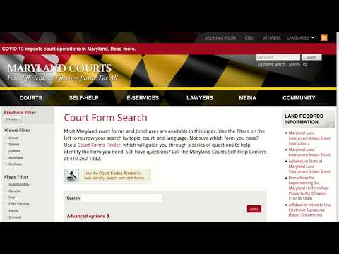 Law Library Tutorial Video for Searching MD Court Forms