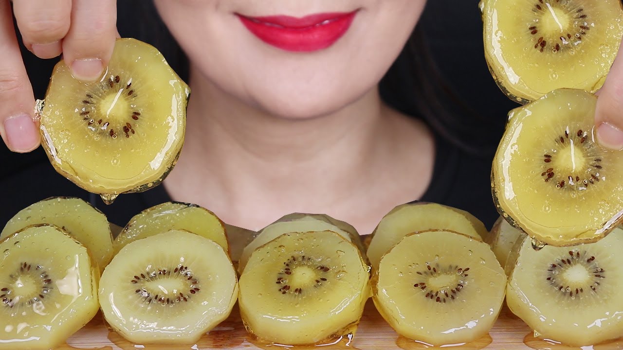 ASMR Tanghulu Candied Fruits Gold Kiwi 골드키위 탕후루 먹방 Mukbang Kẹo trái cây フルーツ飴