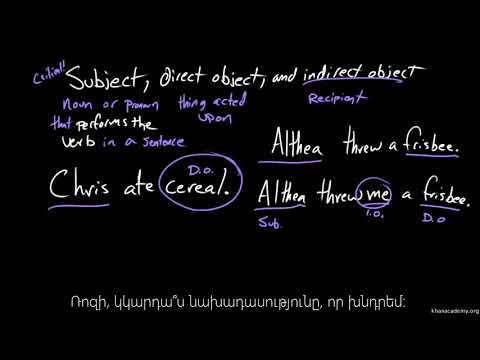 Ենթակա, ուղիղ խնդիր և անուղղակի խնդիր | Անգլերենի քերականություն | «Քան» ակադեմիա