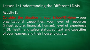 Module 3A-Lesson 1: Understanding the Different LDMs |List of Targeted Interventions|