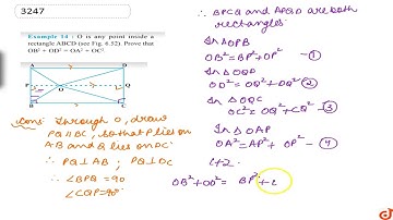O is any point inside a rectangle ABCD. Prove that `O B^2+O D^2=O A^2+O C^2` ....