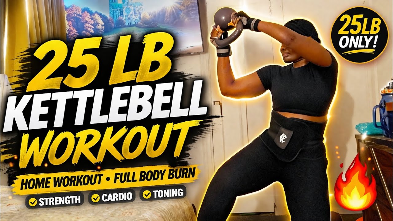 25 LB Kettlebell Workout at Home | 🔥Full Body Fat Burn Routine | Home ...