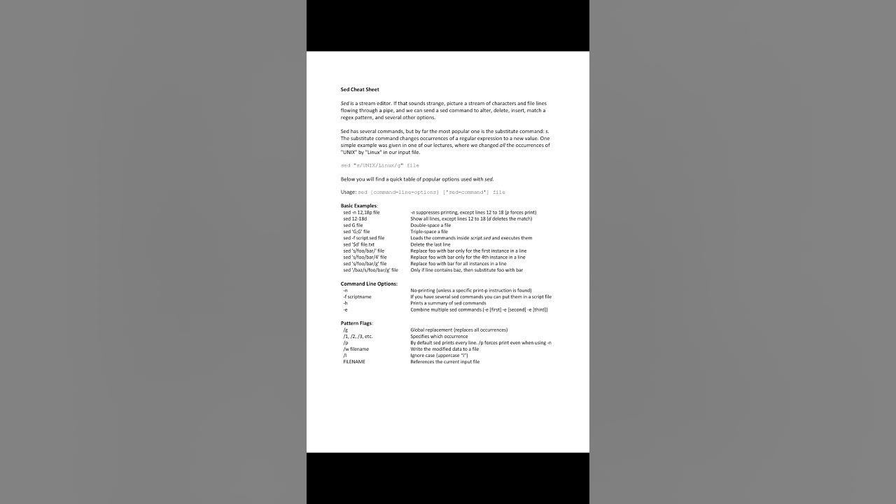 Commande Sed Linux