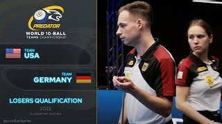 Team Germany  vs Team USA ▸ Predator World Teams Championship ▸ 10-Ball
