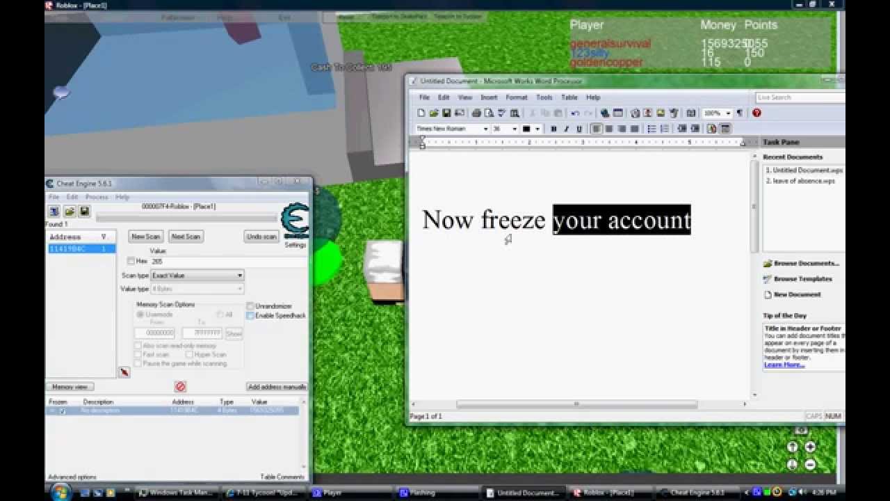 how to hack roblox tycoons using cheat engine 5.6.1(CAN'T ... - 