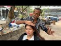 WARIS BARBER💲5 Head Masaage💆🏻♀️ to Beautiful Girl on Indian Street #headmassage