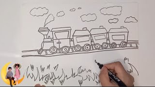 Kolay Tren Nasıl Çizilir? Kolay Tren Çizimi . How To Draw Train Easy? Easy Train Drawing.kolay Çizim