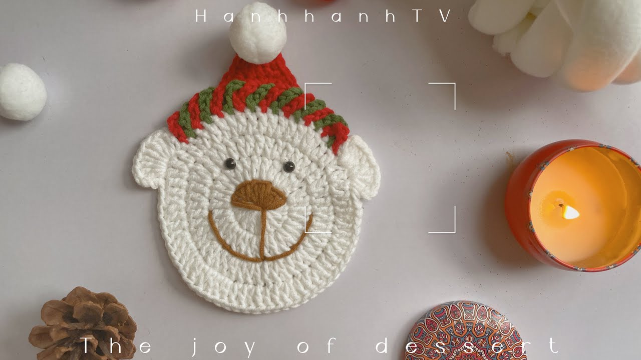 Crochet Christmas Coasters🎄- Móc miếng lót ly con gấu 🐻đón giáng sinh❄️-Lót ly decor giáng sinh-P1