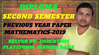 APPLIED MATHEMATICS -2 || DIPLOMA SECOND SEMESTER PREVIOUS YEAR QUESTION PAPER |2019| STATICS -2.