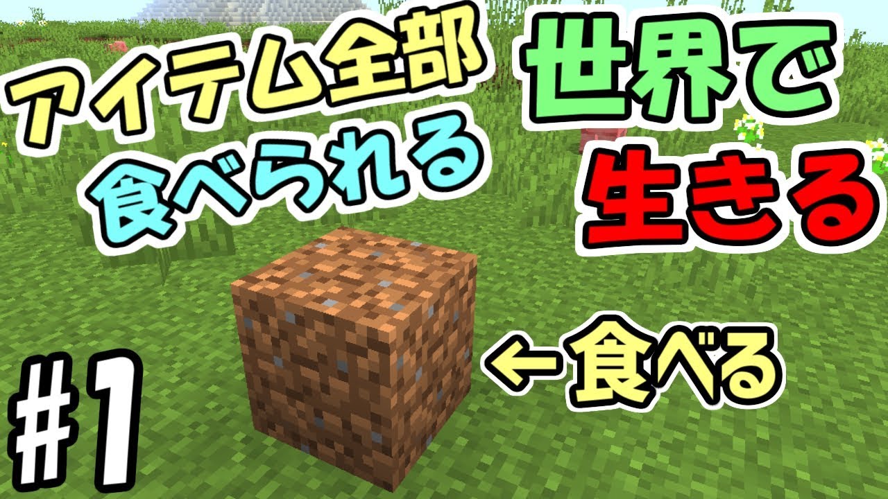 マインクラフト 1 全てのアイテムが食べられる世界で生きる 土を食べる マイクラ実況 Youtube