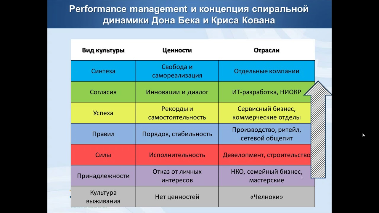 Уровни развития спиральной динамики