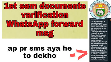 1st sem doc varification WhatsApp forward msg info | aryan update-DU