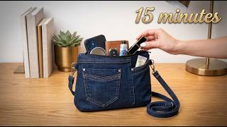 Only Old Jeans & Scraps Needed! Creative Crossbody Bag from Old Jeans | Upcycled Denim Lab