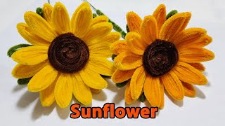 DIY | How to make Sunflower | Pipe cleaner flowers by handcraft sreyneang #sunflower