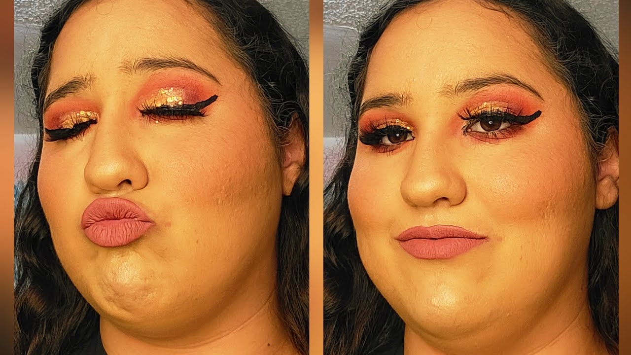 Neon Orange Cut Crease With White Chunky Glitter Makeup Tutorial|Fall Glam Makeup 