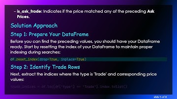 Finding Closest Preceding Values in Pandas DataFrame Columns type, price, and bid_price ask_price