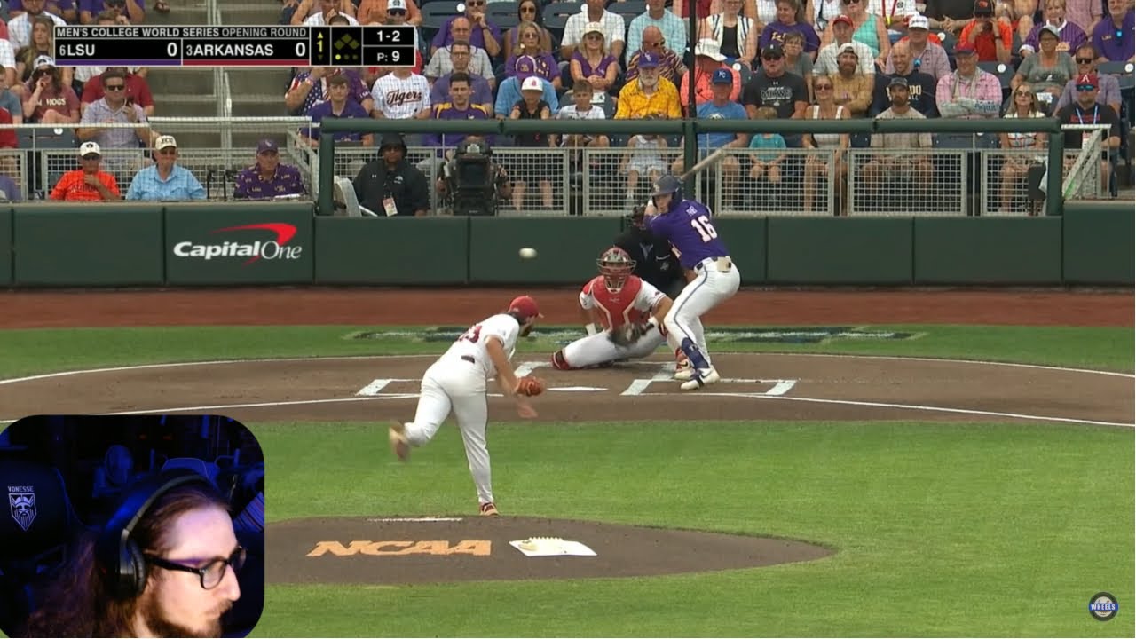 LSU FAN REACTS TO #6 LSU vs #3 Arkansas | College World Series Opening ...