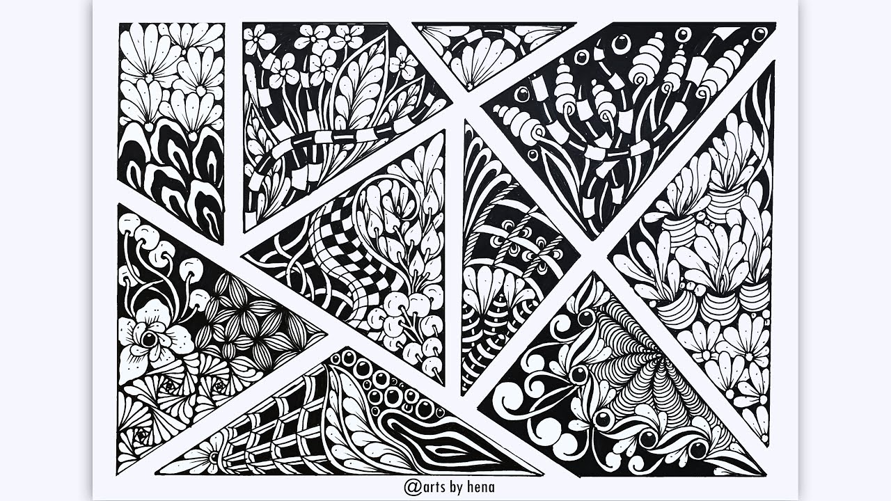 How To Draw 10 Zentangle Pattern For Beginners |Zentangle patterns |Doodle Pattern | Zen-doodle