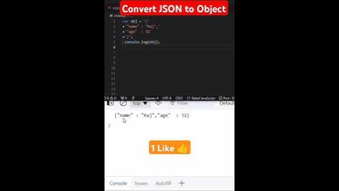 Convert JSON to Object in javascript | object to json | javascript interview #shorts #javascript