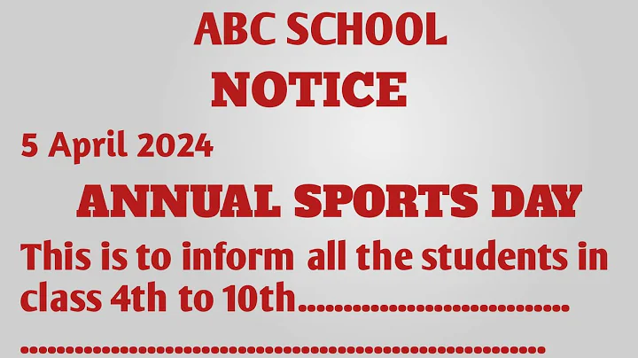 Write a notice on Annual sports day || Notice writing on school organised a Annual sports day ||