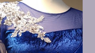 How to sew on lace Applique | Applique on tulle #sewing #DIY #howtosew #makeadress #Beginners