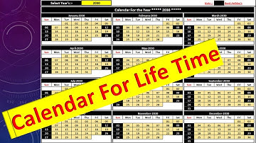 Dynamic Calendar Life time | Learn Excel Calendar With VBA Step By Step | Calendar 2021| How to Make