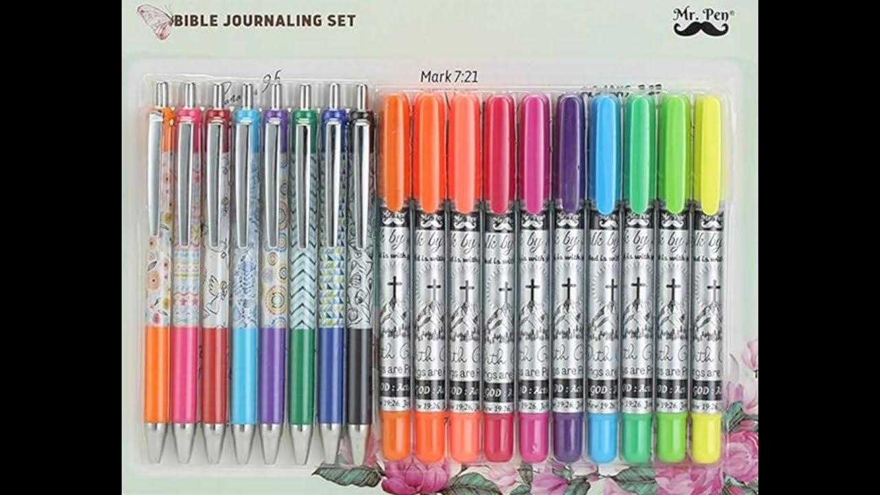 bible journaling kit, 18 pack (10 bible gel highlighter, 8 bible pens