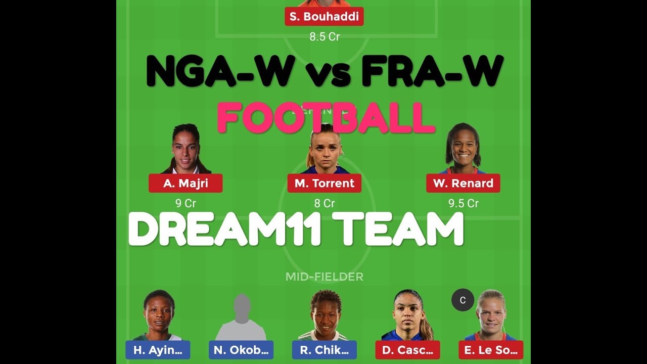 NGAW vs FRAW FOOTBALL DREAM11 TEAM NIGERIAWOMEN vs FRANCEWOMEN DREAM11 TEAM YouTube
