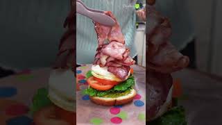 양상추와 베이컨을 듬뿍 넣은 샌드위치탑🥬ㅣa lettuce bacon sandwich