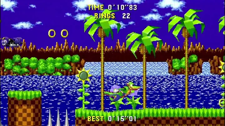 Sonic 1 Forever, Chaotix in S1F, Green Hill Speedrun 14'96"