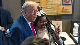 ‘The peoples president’: Donald Trump hugs supporter during Chick-fil-A stop