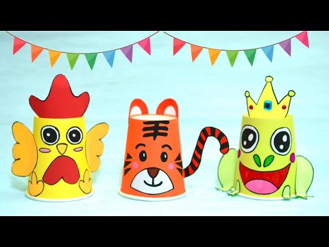 How to make easy paper cup craft for kids | Tiger | Chicken | Frog | DIY