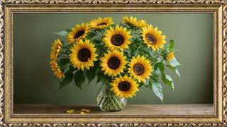 Sunflower Vase Tv Art Screensaver 8 Hours Framed Painting Tv Wallpaper 4K